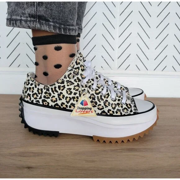 ❤️Converse Run Star Hike Platform Archive Leopard 5 Women's Shoes White A16286C - Picture 3 of 14